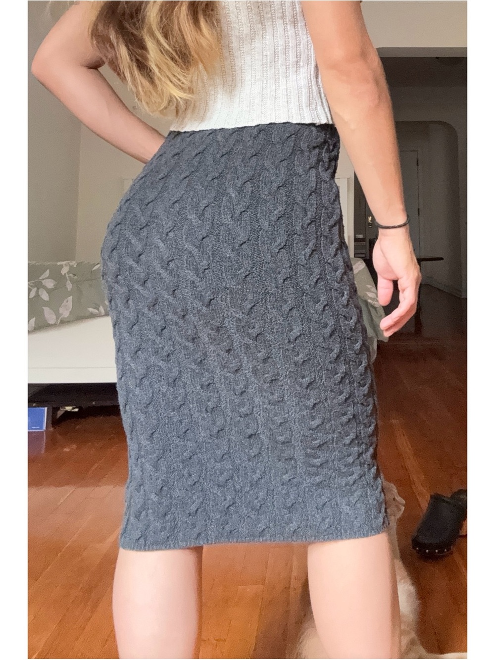 Joe Fresh Charcoal Cable-Knit Pencil Skirt